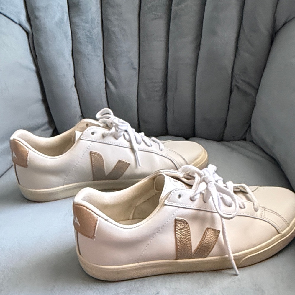 Veja Esplar Logo Leather Sneakers Extra White/ Platine 40 / 9 With Box - Picture 5 of 11